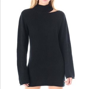 *SOLD* CARMAR Black Slashed Turtleneck Sweater XS